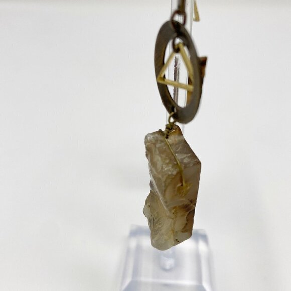 Geode Raw Stone Drop Earrings Metal Detail - Picture 8 of 8